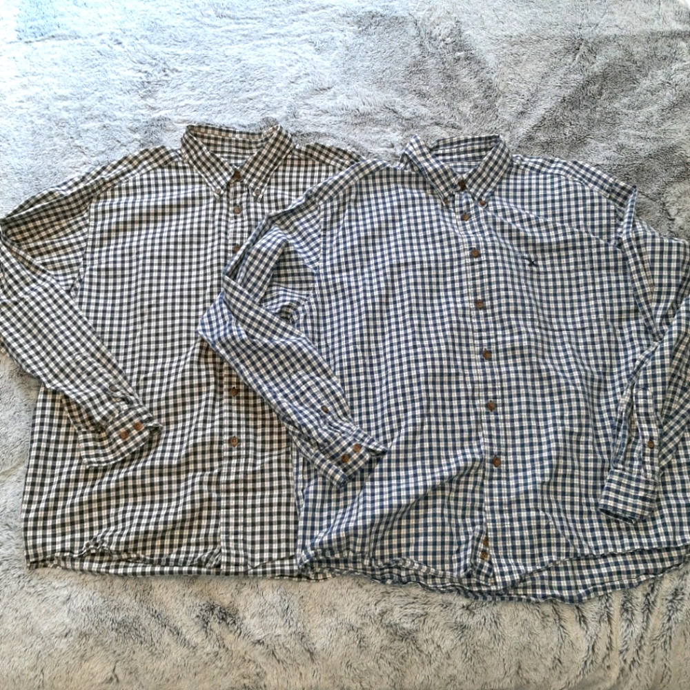 Vintage Eddie Bauer Checkered Flannels Size XL lot of 2